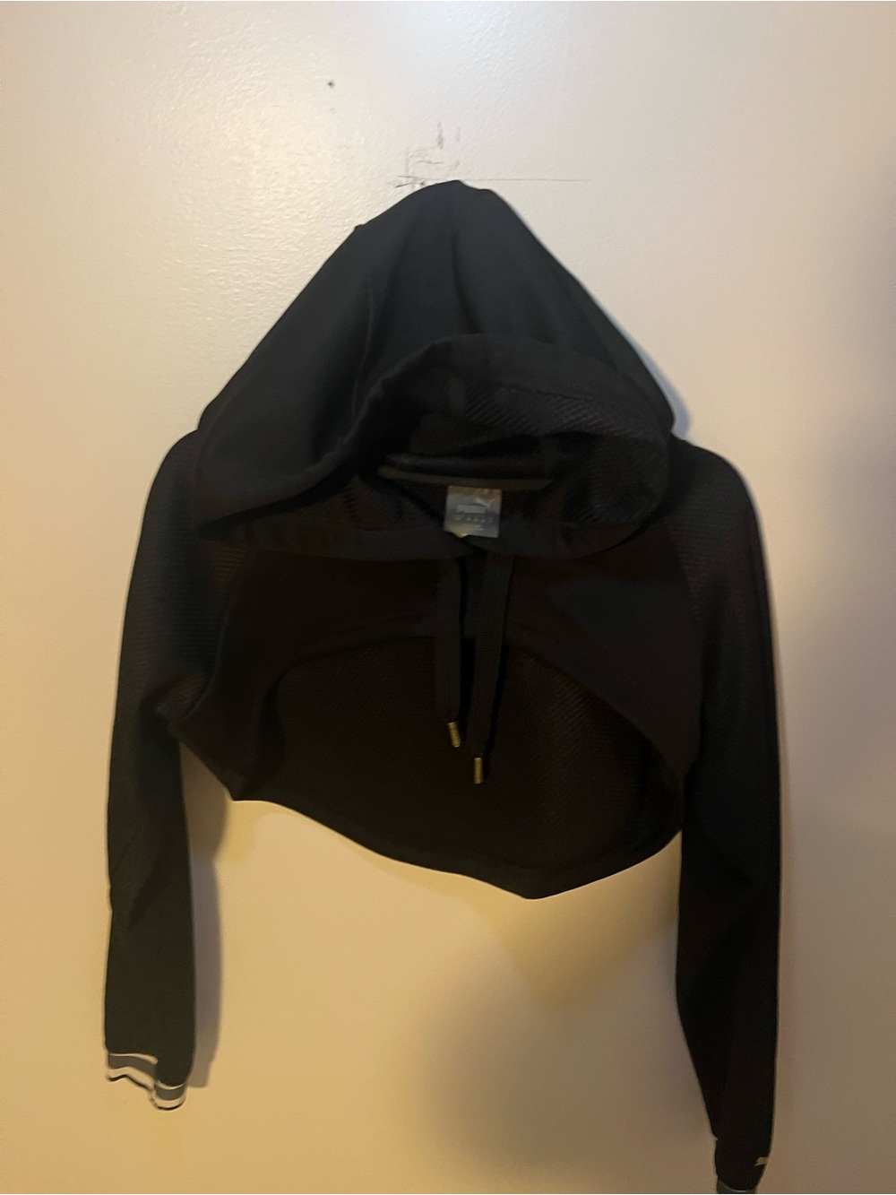 Puma Black Athletic Hoodie with White Logo Tag